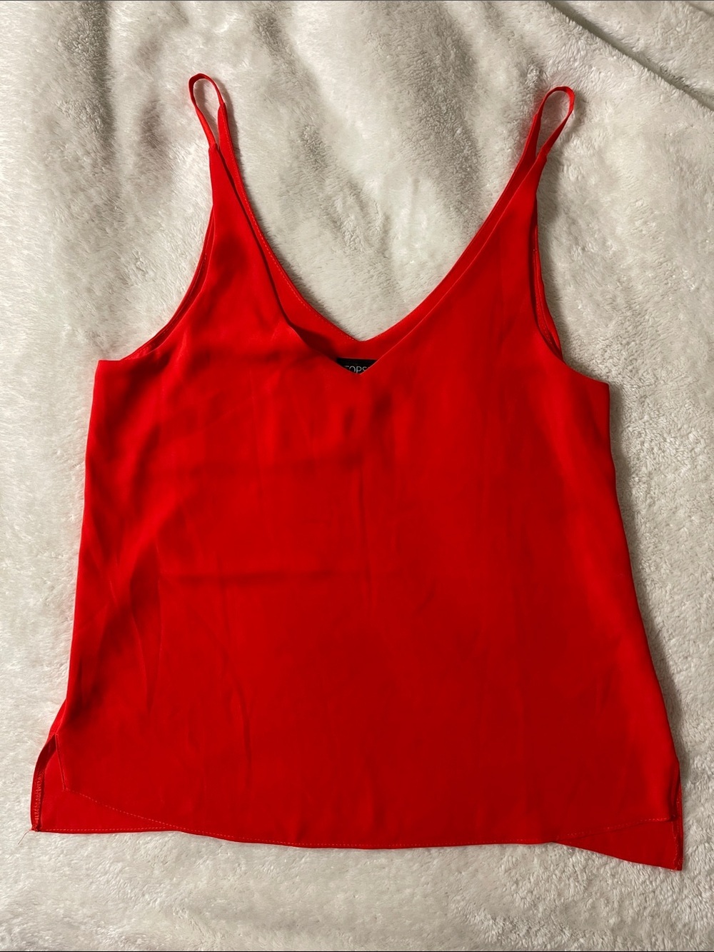 Topshop Red V-Neck Spaghetti Strap Camisole